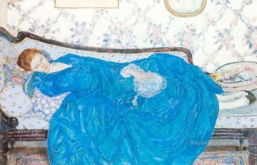  azul Pintura al %C3%B3leo - El vestido azul de las mujeres impresionistas Frederick Carl Frieseke
